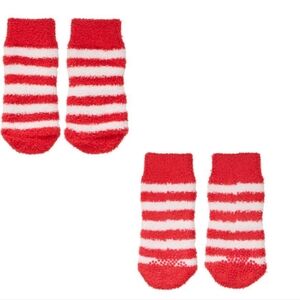 Merry & Bright Red and White Candy Cane Pet Socks NWT